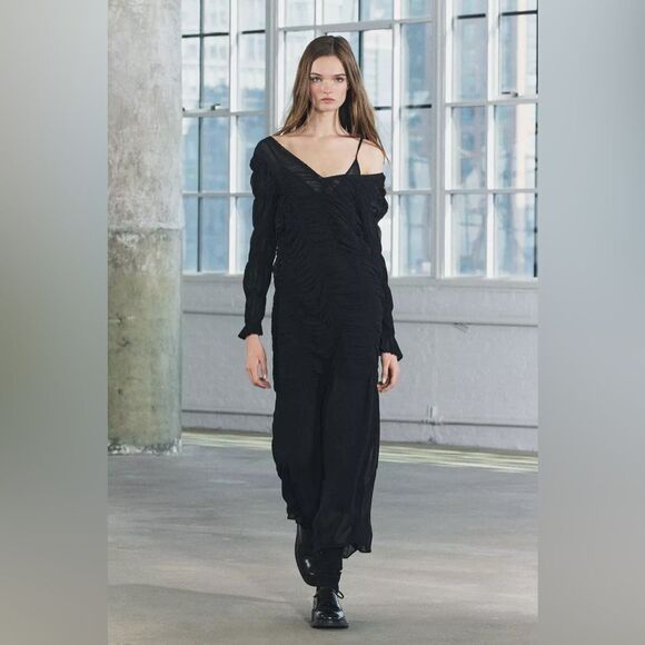 ZARA RUFFLED LONG DRESS ZW COLLECTION - Picture 1 of 11